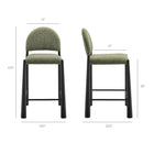 Modway Hayley Upholstered Fabric Counter Stools 2-Piece Set - Black/Leaf-Arched Half-Moon Backrest