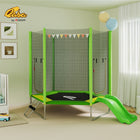 Qaba 85" Toddler Trampoline with Slide, Ladder and Safety Enclosure - Green-A 65" (165 cm) high PE safety net and thick padding prevent accidents 