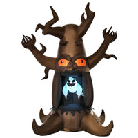 HOMCOM 8' Lit Inflatable Ghost Halloween Yard Decoration-A ghost emerging from a Halloween tree brings a cohesive Halloween display together 