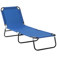 Outsunny Folding Lounge Chair - 5 Position Sun Tanning Chair - Blue-7-piece patio dining set for patios, gazebos, and yards, made for easy hosting