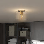 Hudson&Canal Henri 10" Wide Flush Mount with Glass Shade - Brass/Clear-Rated for one 60W incandescent bulb - 9W LED bulb, 13W fluorescent (CFL) bulb, or 9W self-ballasted LED bulb, E26-base bulb, Bulb not included
