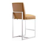 Manhattan Comfort Element 16.34" Modern Faux Leather Upholstered Counter Stool - Camel and Polished Chrome - 3 Pack-Seat Height: 24.8"
