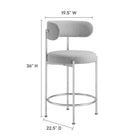 Modway Albie Fabric Counter Stools - Grey/Silver - 2 Pack-Dense Foam Padding
