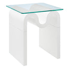 Modway Ondine Glass Top Side Table - White-Unique Wave-like Shape