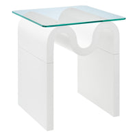 Modway Ondine Glass Top Side Table - White-Unique Wave-like Shape