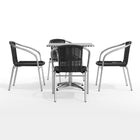 Flash Furniture 27.5'' Square Aluminum Indoor-Outdoor Table with 4 Black Rattan Chairs (TLH-ALUM-28SQ-020BKCHR4-GG)-ANSI BIFMA Certified