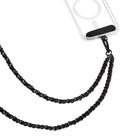 Evry Universal Metallic Chain & Vegan Leather Crossbody Phone Strap - Black & Black-Compatible with all smatphones