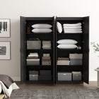 Manhattan Comfort Cornelia 59.22" 2-Piece Modern 8-Shelf Storage Closet - Black-90° Open Door Style with European Soft Close Door Hinge