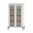 Manhattan Comfort Abbey 31.5" Modern Décor Cabinet - Maple and Off White - Set of 2-Elevated Frame with Slim Legs For Easy Cleaning Underneath and an Airy, Modern Touch
