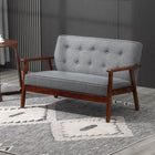 HOMCOM 44.5" Loveseat Sofa for Bedroom with Wood Frame - Grey-Thick foam padded seat and back cushion to sink in comfortably