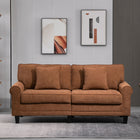 HOMCOM Modern 3-Seater Corduroy Sofa Couch with Rolled Armrests - Brown-Suitable for living room, college dorm, home office, and more   
