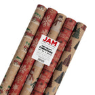 JAM Paper Assorted Gift Wrap - Christmas Kraft Wrapping Paper - 125 Sq Ft Total - Kids Kraft Christmas Set - 5 Rolls/Pack-The perfect square footage for quickly and easily wrapping your presents