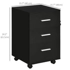 Vinsetto 3-Drawer Letter/A4 Filing Cabinet with Lock & Wheels - Black-A side lock and 2 keys keep paperwork safe in all drawers
