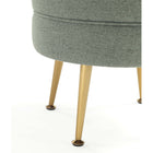 Manhattan Comfort Bailey 18.11" Mid-Century Modern Polyester Blend Upholstered Ottoman - Sage Green with Gold Legs - 2 Pack-Stylish Splayed Gold Stainless Steel Legs