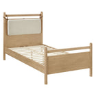 Modway Leni Twin Size Wood Platform Bed Frame - Light Oak Heathered Ivory-Wood Slatted Support