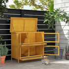 PawHut Wood Rabbit Hutch with 2 Large Rooms, Ramp and Trays - Yellow-Features a 2-room design for ample space 