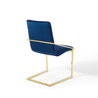 Modway Pitch Performance Velvet Dining Armchair - Gold/Navy-Chair Weight Capacity: 330 lbs.