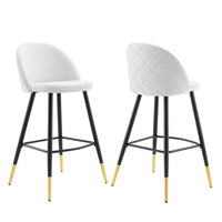 Modway Cordial Performance Velvet Bar Stools - White - Set of 2-Retro Modern Bar Stools