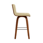 Armen Living Vienna 26" Counter Height Swivel Bar Stool in Walnut Wood Finish with Cream Faux Leather-5