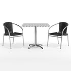 Flash Furniture 31.5'' Square Aluminum Indoor-Outdoor Table with 2 Black Rattan Chairs (TLH-ALUM-32SQ-020BKCHR2-GG)-Warranty: 5 Year Limited (non moving metal parts), 2 years on moving parts (details with product)