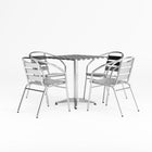 Flash Furniture 27.5" Square Aluminum Indoor-Outdoor Table Set with 4 Slat Back Chairs-Table and Chair Set
