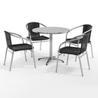 31.5'' Round Aluminum Indoor-Outdoor Table with 4 Black Rattan Chairs (TLH-ALUM-32RD-020BKCHR4-GG)-Indoor Outdoor Sets