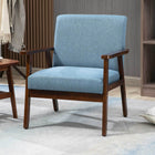 HOMCOM Modern Accent Chair with Cushioned Seat - Wood Legs for Bedroom - Blue-Adjustable feet keep stable on uneven ground
