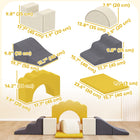 Qaba Baby Soft Play Set Foam Climbing Blocks Set - Yellow - Set of 7-Removable, washable cover keeps blocks fresh and easy to clean 