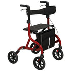 HOMCOM Foldable Rollator Walker with Seat - Red-Five-level height adjustment caters to users 63" to 74.8" (160-190cm) tall and is easy adjust with button 