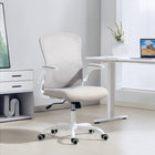 HOMCOM Ergonomic Office Chair with Lumbar Support - Grey-Flip-up armrests to maximize space, making this office chair great for small areas