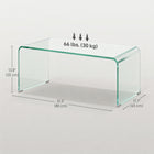HOMCOM Glass Table with Safe Rounded Edges for Living Room - Clear-Non-slip foot pads prevent movement and protect floor surfaces