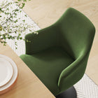 Modway Lippa Swivel Dining Performance Velvet Armchair - Black Moss Green-Removable Seat Cushion