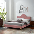 Modway Sunny Performance Velvet Twin Bed - Dusty Rose-Wood Slat Support System