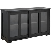 HOMCOM 42" L Modern Kitchen Storage Cabinet with 2 Sliding Glass Doors - Black-Compact sideboard is perfectly for a smaller dining space
