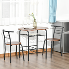 HOMCOM 31.5" 3-Piece Dining Set with Storage Shelf - Natural-Chairs can be placed under the table to save space