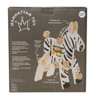 Manhattan Toy Wooden Activity Toy Safari Zebra-Includes mini-abacus, plastic counting beads, springy ears and bird, spinners, wood block and rotating knobs