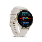 Garmin Venu 3S Watch - 41 mm - Soft Gold Stainless Steel Bezel with Ivory Case and Silicone Band-Track all the ways you move with more than 30 preloaded GPS and indoor sports apps — including walking, running, cycling, pool swimming, activities for wheelchair users and more