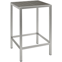 Modway Shore Outdoor Patio Aluminum Bar Table - Silver Grey-Modern Outdoor Bar Table