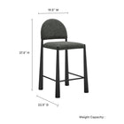 Modway Hayley Upholstered Fabric Counter Stool - Black Anthracite-Arched Half-Moon Backrest