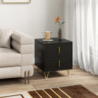 HOMCOM Nightstand with Metal Legs for Bedroom - Black-Equipped with anti-slip foot pads to protect your floors