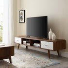 Modway Transmit 70" Media Console Wood TV Stand - Walnut White-Two Full-Extension Glide Drawers