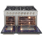 Kucht 48" KDF Series Pro Style Natural Gas Dual Fuel Range - Stainless Steel/Cement Grey-Full stainless steel finish with a professional handle and classic silver metal control knobs for a premium, durable look