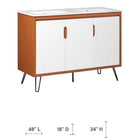 Modway Energize 48" Double Sink Bathroom Vanity - Cherry/White-Ceramic Double Sink Basin with 8" Centerset Holes