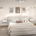 HOMCOM Floating Nightstands with Drawer - White - Set of 2-High-gloss panels reflect light and enhance modern bedroom decor