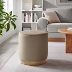 Modway Tilden 16" Round Performance Velvet Upholstered Ottoman - Taupe/Natural-Dense Foam Padding