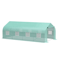 Outsunny 20x10x7ft Walk-in Tunnel Greenhouse - Green-Ideal for cultivating plants, flowers, and landscapes efficiently and quickly in all seasons  