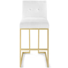 Modway Privy Gold Stainless Steel Upholstered Fabric Bar Stool - Gold White-No Assembly Required