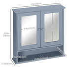 Kleankin Wall Mount Medicine Cabinet with Mirror - Grey-Adjustable shelf in the cabinet for various-sized items