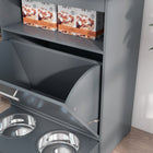 PawHut Pet Feeder Station Storage Cabinet and Container - Grey-Colour: Grey 