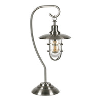 Hudson&Canal Bay 22" Tall Nautical Table Lamp with Glass/Metal Shade - Brushed Nickel/Clear-Cottage design for your living room, workspace, or bed side table